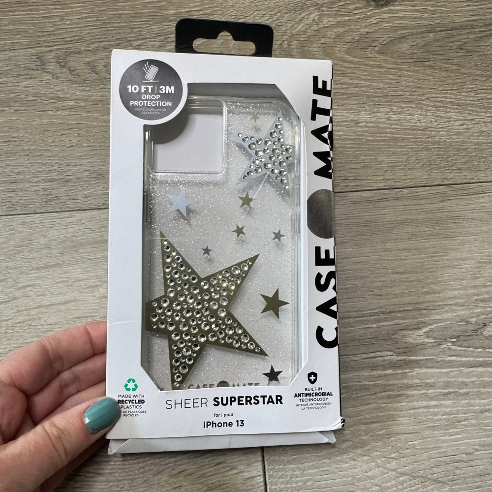 Case-Mate Sheer Superstar iPhone 13 Case Rhinestone Star Glitter CM046730 Clear